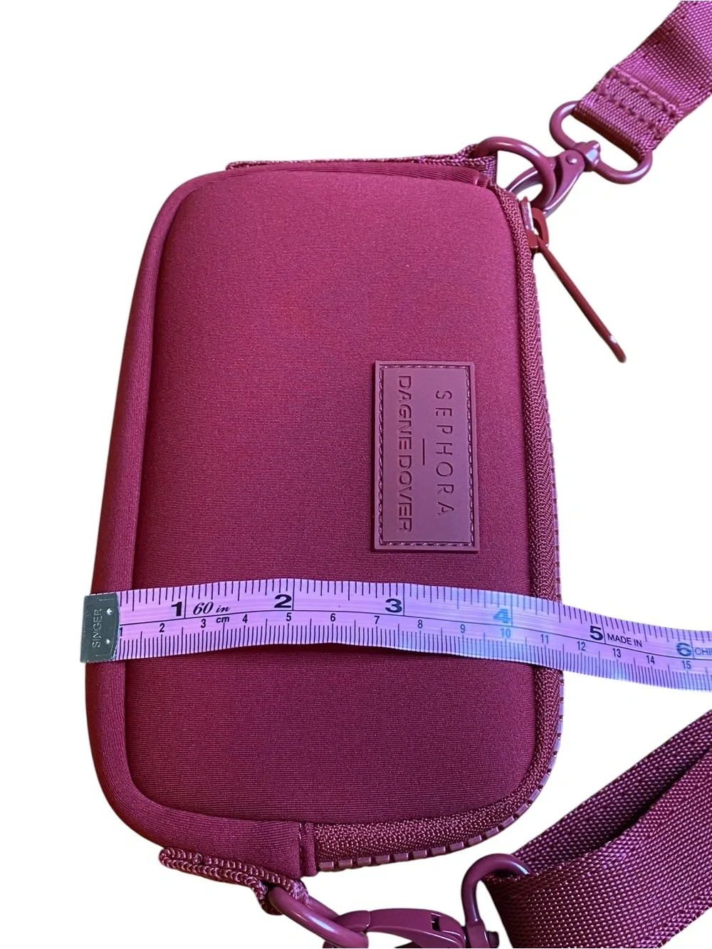 Dagne Dover SEPHORA Limited Edition MARA NEOPRENE Burgundy PHONE SLING Mini Bag